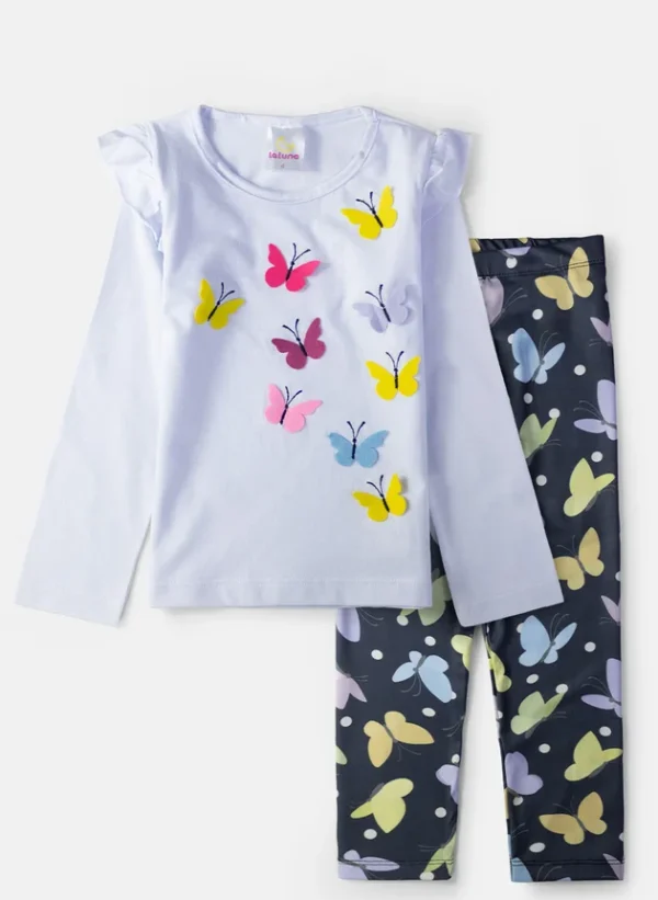 Kit 4 Peças de Meia Estação Infantil Feminino - 2 Blusas + 2 Calças - Kit com 2 Conjuntos - Imagem 3