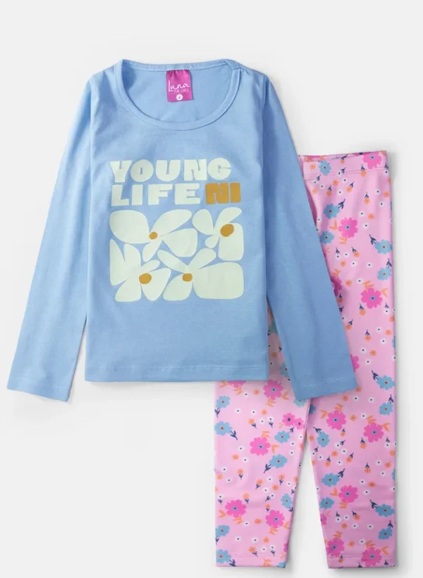 Kit 4 Peças de Meia Estação Infantil Feminino - 2 Blusas + 2 Calças - Kit com 2 Conjuntos - Imagem 2
