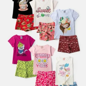 Kit 6 Conjuntos Infantil Menina Feminino Atacado Barato 2 ao 8
