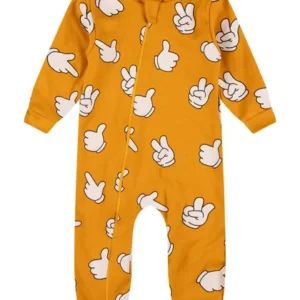 Macacão Bebê Mostarda Estampa Like